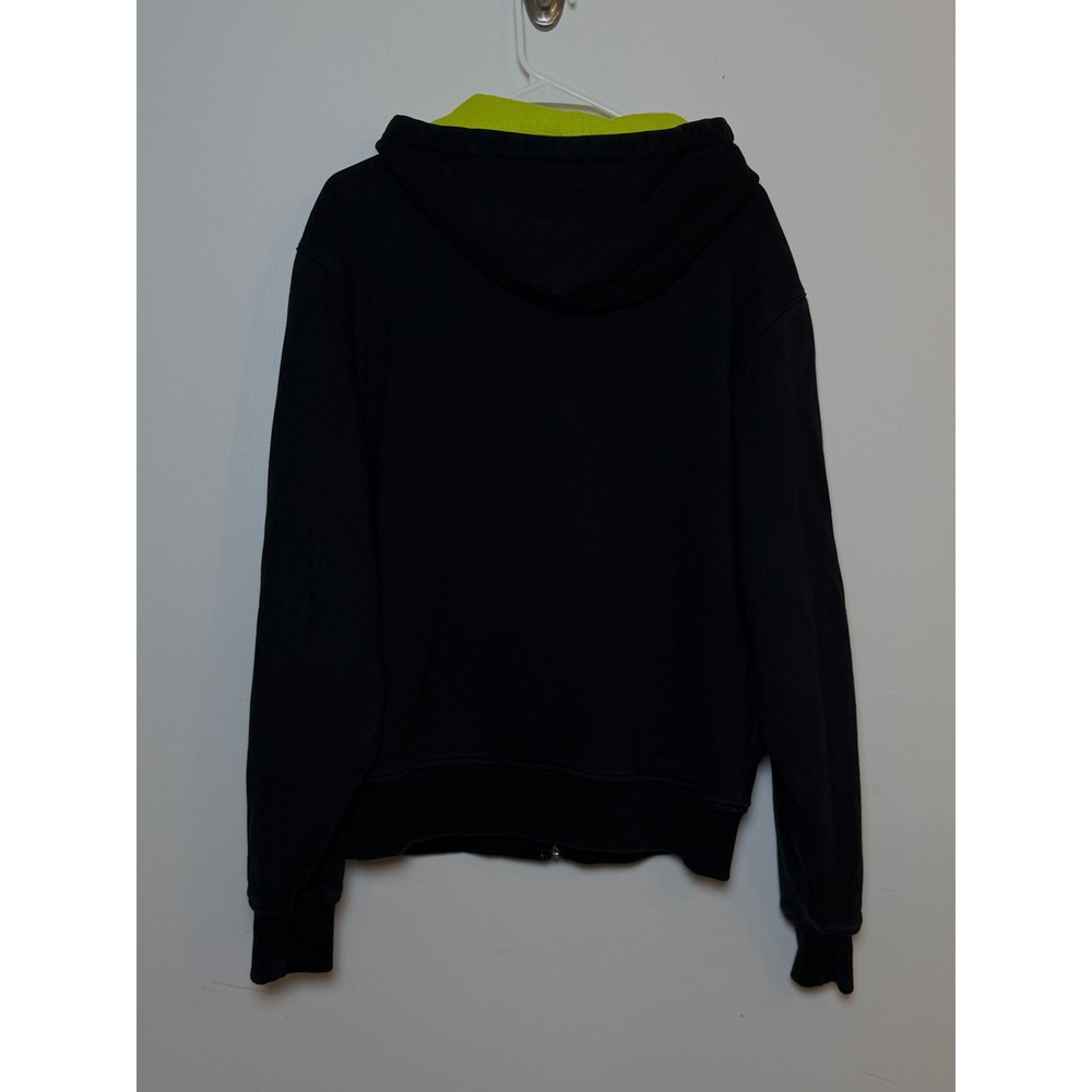 Teddy Fresh Thermal Waffle Lined Zip Up Hoodie Black Neon Green Mens Size Medium - Picture 2 of 9